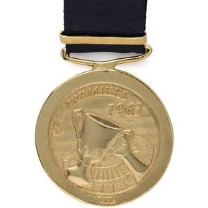 1963 Premiership: Gold-coloured medal, 65 mm diameter, with…