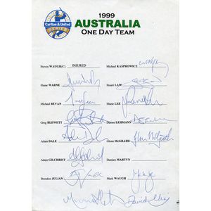1999 Australian team, for Carlton & United Odi series, official…