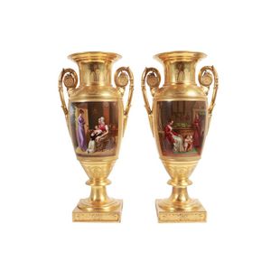 Pair of Paris Darte Freres, porcelain vases, dated 1820, with…