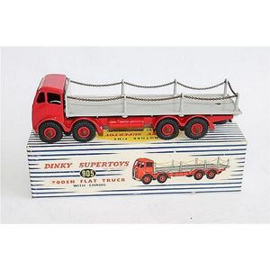 A Dinky Supertoys 'Foden flat truck with chains', red with grey…