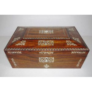 Victorian rosewood and inlaid mother of pearl work box, with…