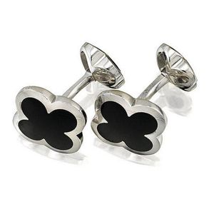 Pair of 18ct white gold and onyx 'Alhambra' cufflinks, Van&hellip;
