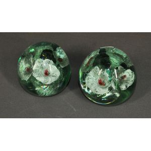 Pair early Victorian J Kilner, Wakefield glass Dumps. Internal…