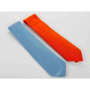 Hermes two silk ties orange and blue, in original box, (2)