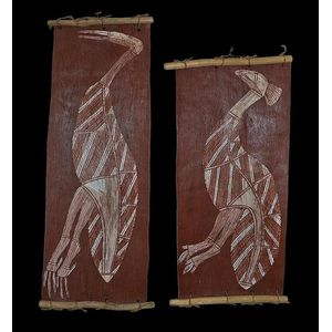 Two Aboriginal bark paintings by Jack Madagarlgari, Oenpelli,…