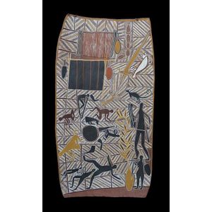 Ray Munyal (1935 - 1995) hunting story ochres on bark dated…