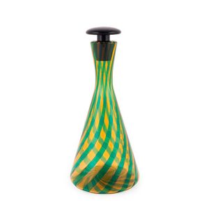 Artist Unknown, yellow and green glass decanter, late 20th…
