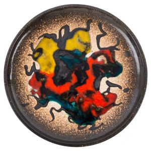 Gunda Pottery serving platter with abstract design, incised&hellip;