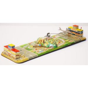 Tinplate Panam Airport with aeroplane, key missing and unboxed…