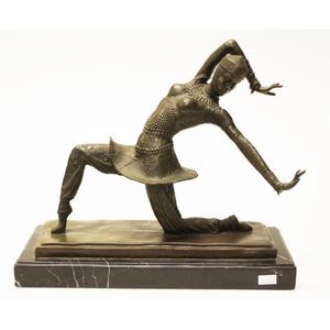 Modern Chiparus bronze Dancer figure on black marble base,…