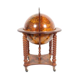 Cocktail globe old world map with classical scenes lift up…