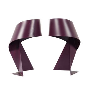 Pair of bedside lamps contemporary purple metal folding paper…