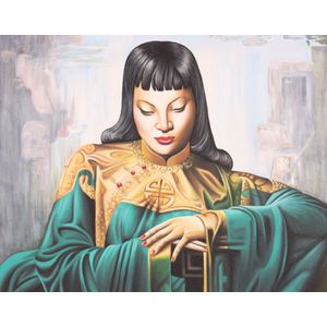 After Vladimir Tretchikoff lady of the Orient acrylic on canvas…