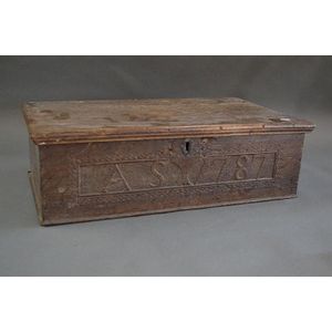 Antique 18th century English oak bible box (336). Approx 17 cm…