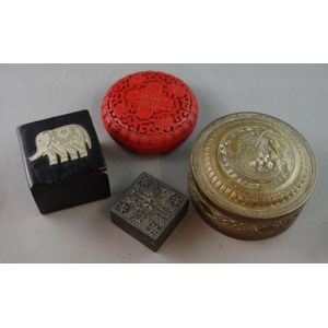 Four various vintage Oriental trinket boxes, to include a…