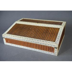 Indian sandalwood writing slope. Extensive ivory decoration to…