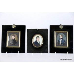 Three antique watercolour miniatures of Gentlemen, early to…