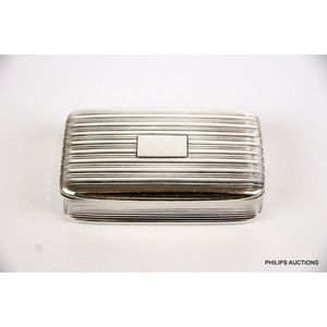 A George IV sterling silver table top snuff box, probably 1828…