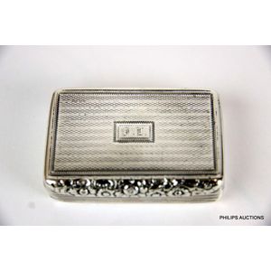 A George IV sterling silver snuff box, 1827 London, with…