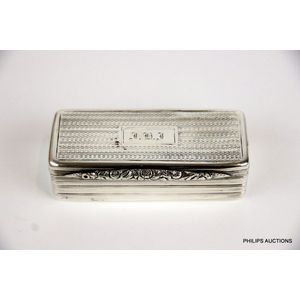 A George III sterling silver table top snuff box, probably 1819…
