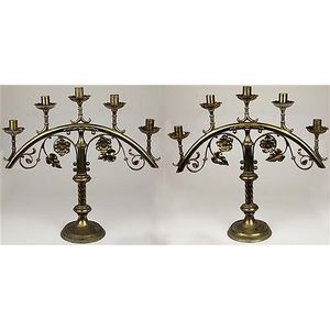 2 Fleur De Lys Lis Cast Iron Candle Holders