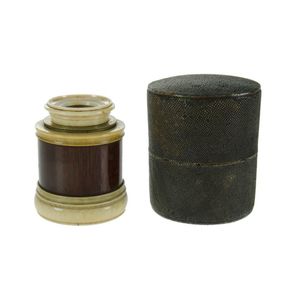 18th century ivory & brass spyglass. In a circular shagreen…