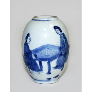 Small Chinese blue and white jar, Kangxi period, painted with…