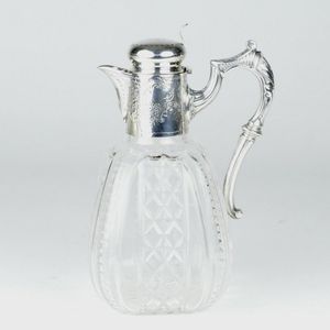 Antique Crystal Glass Heavy Weight Serving Pitcher Early 20th Century  Starburst Bottom Substantial Handle