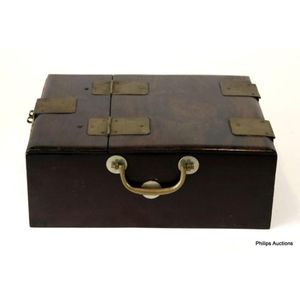 Aubergine Leather Trunk From Shanghai - Early 19thC