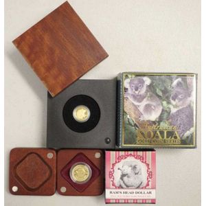 Two Australian proof gold coins comprising of a 2011 ram's head…