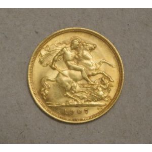 Edward VII 1907 half sovereign gold coin Melbourne Mint