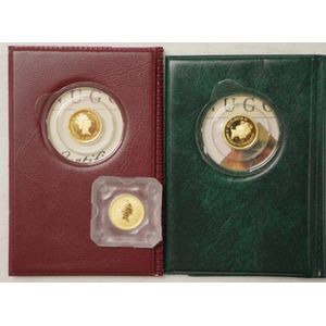Three Australian $5 gold 'Nugget' proof coins 1989, 1991 and…