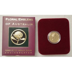 Australian 'Floral Emblems' gold $100 coin 1995 UNC