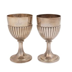 A near pair of antique English sterling silver wine goblets,… - Mugs ...