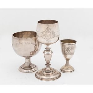 Three assorted sterling silver goblets, all with engraved… - Mugs, Cups ...