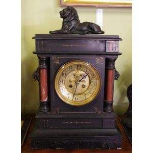 Antique French Marble Mantle Clock ~ Elegant Styling ~ 8 Day Open  Escapement Movement