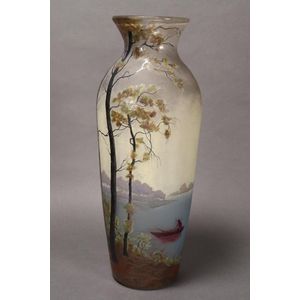 Monumental Muller Freres Luneville vase, in cameo and enamel&hellip;