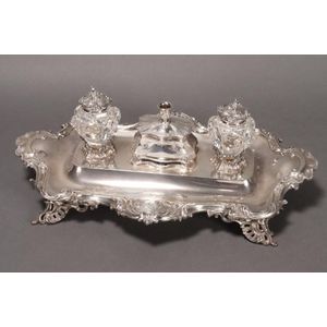 Magnificent Victorian sterling silver standish, hallmarked…