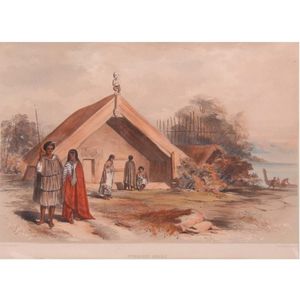 A rare hand-coloured lithograph 'Stranger's House (Houraki…