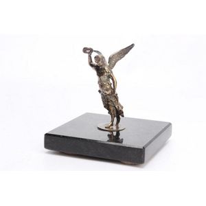 Hallmarked sterling silver Minerva car mascot on alabaster base…