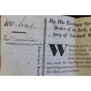 Land Grant, 1823 signed Governor Thomas Brisbane 100 Acres van…