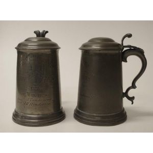 Two Victorian Trinity College pewter tankards, each awarded by…