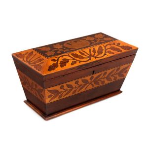 A Regency Killarney ware arbutus wood and yew marquetry inlaid…