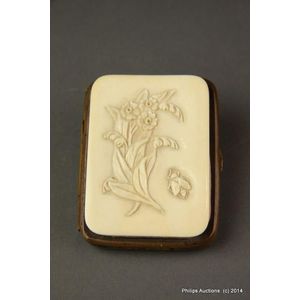 A French ivory Communion purse, late 19th century. The…