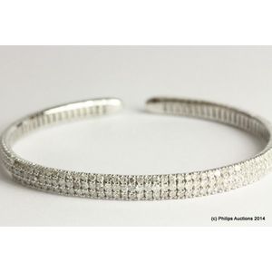 Flexible Diamond Bangle with 2.27ct in 18ct White Gold - Bracelets ...