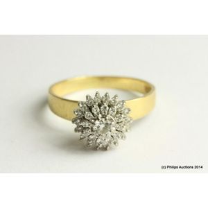 Concentric Diamond Cluster Ring in Yellow and White Gold - Rings ...