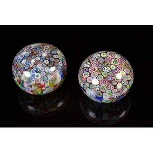 Two Murano millefiori glass paperweights mid 20th century…