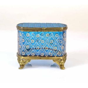 A Victorian glass trinket box c.1880. The box is decorated with…