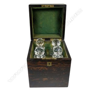 Decanting Box Victorian Coromandel Wood Decanter Box with Crystal Decanters - Alcohol ...