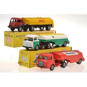 Three CIJ Tracteurs, one BP and one shell and one unboxed Mobil,…